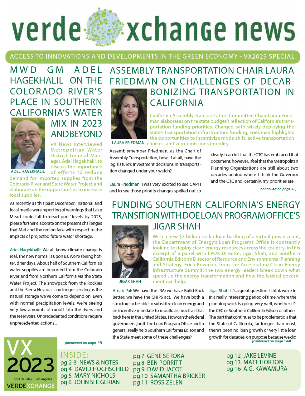 VX News Front Page image of newsletter with headlines & headshots